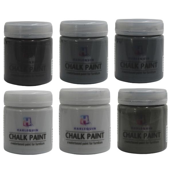 Harlequin – Paint Kit / Painting Set (Shades of Grey) – Pack of 6 (100ml)