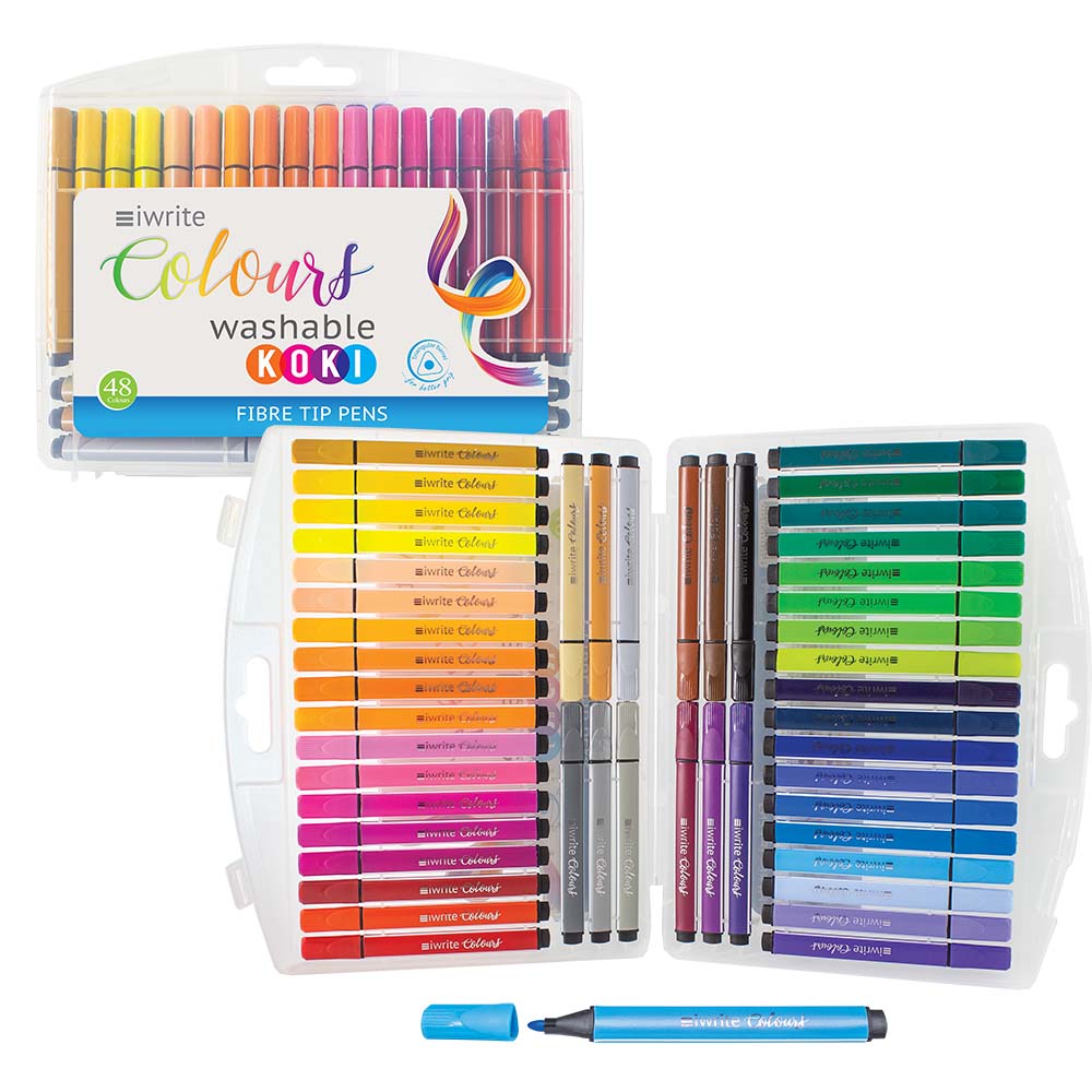 iWrite Colours Washable Triangular Koki Colouring Pens – Pack of 48