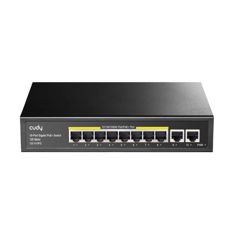 Cudy 10-Port 120W Gigabit PoE+ Switch with 20Gbps bandwith – Grey