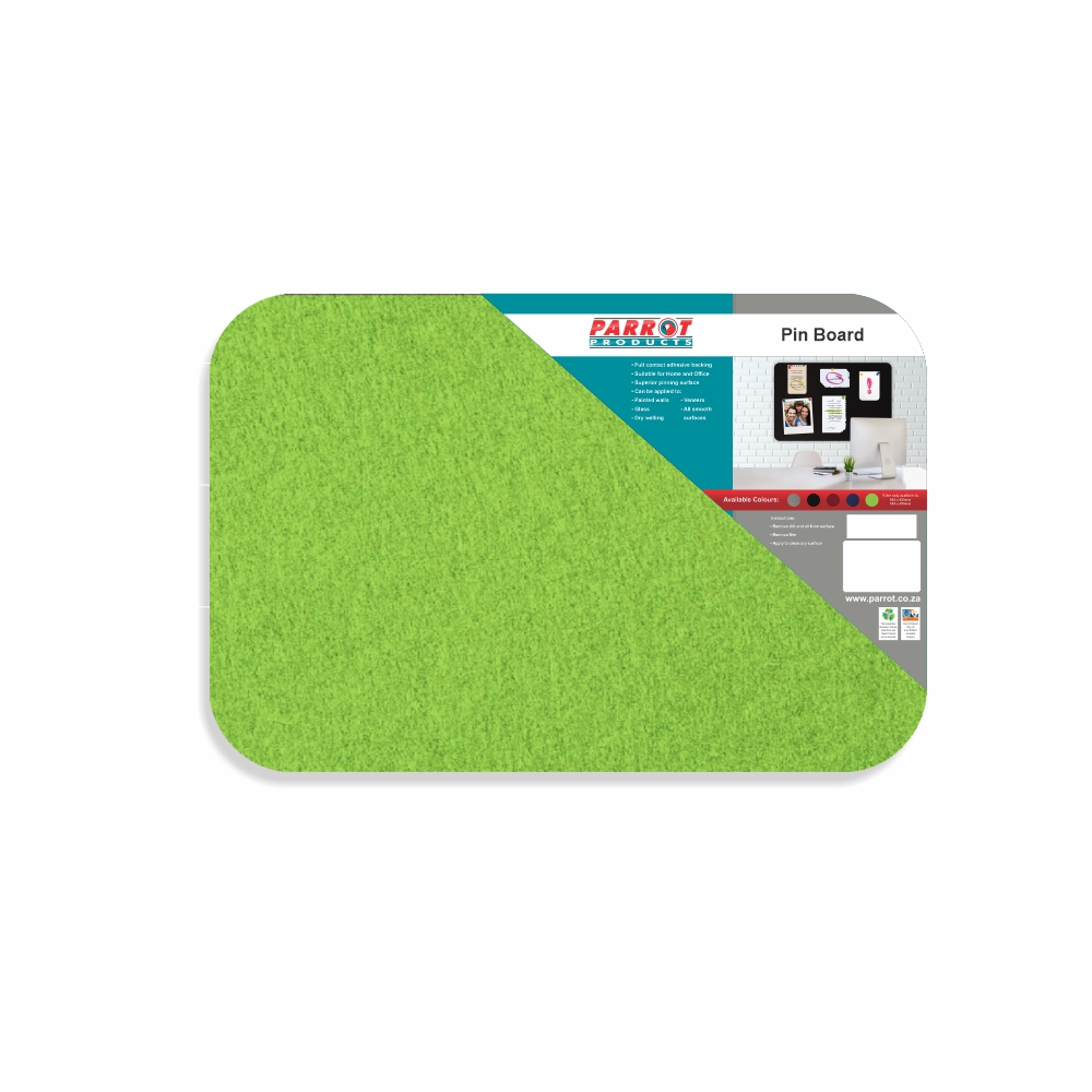 Parrot Notice Board – Adhesive Pin Board No Frame (600 x 450mm) – Lime