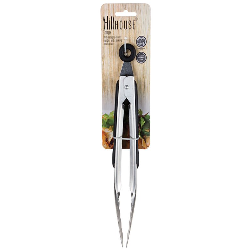 Hill House – Serving Tongs – Stainless Steel – Rubber Grip – 23cm