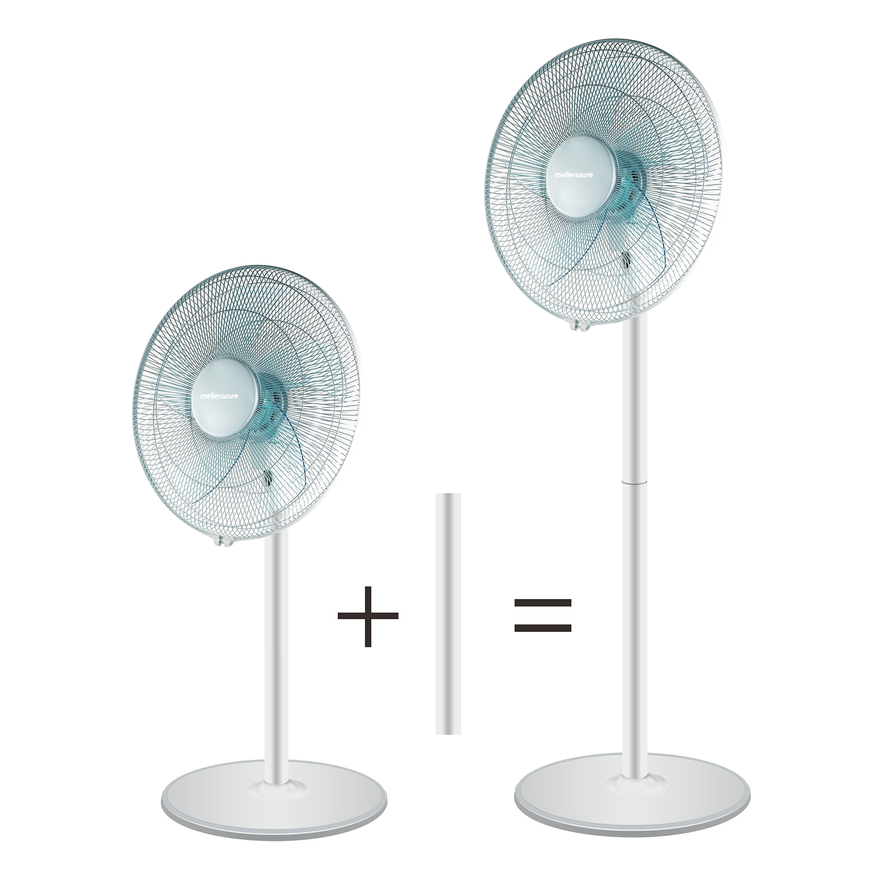 Mellerware Fan 2 in 1 Stand & Pedestal Plastic White 40cm 50W