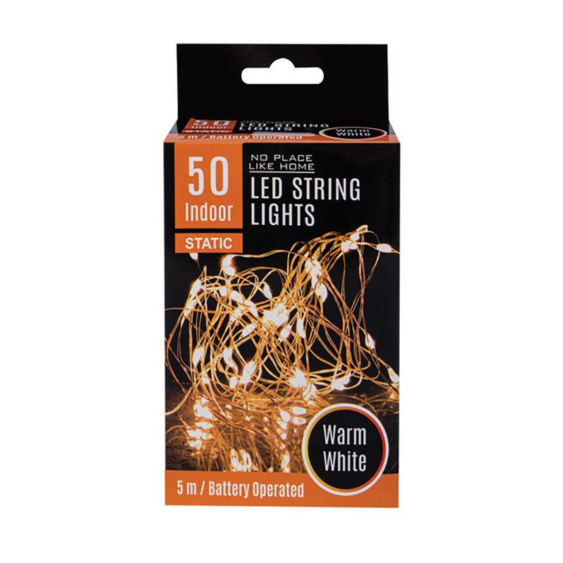 LED String Lights – Static – Battery Operated – Cool White – 20 Lights – 2m