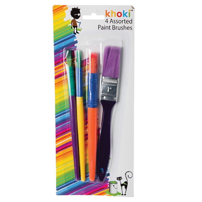 Khoki – Art & Craft – Paint Brushes – Artist – Large – Assorted – 4 Piece