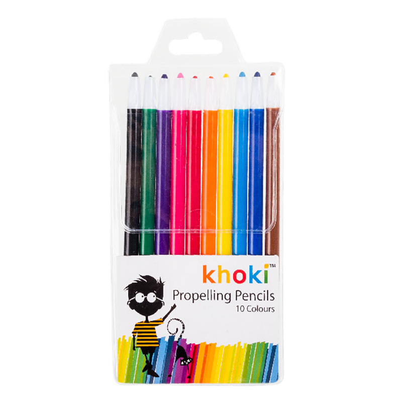 Khoki – Art & Craft – Propelling Crayons – Retractable – Thick – 10 Piece
