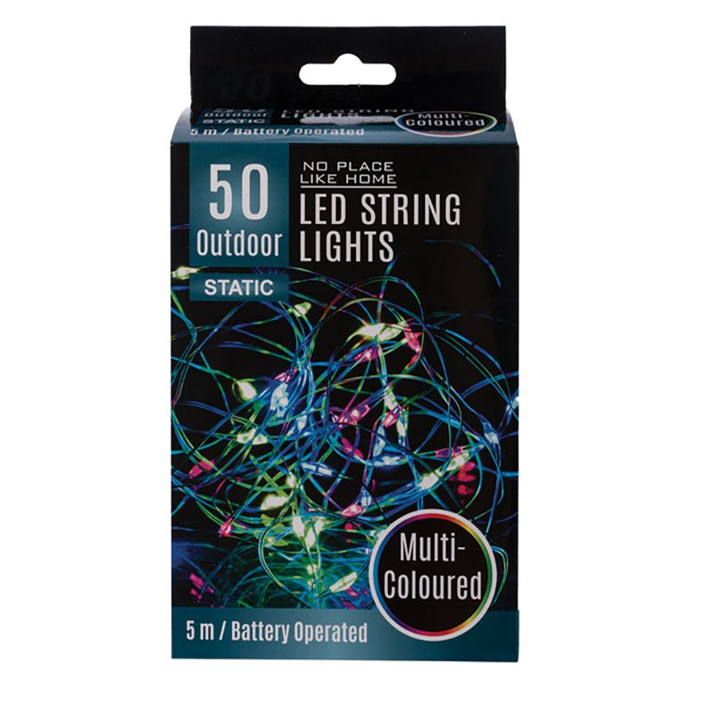 String Lights – Outdoor – Battery Operated – Multi-Coloured – 5 m – 50 LED