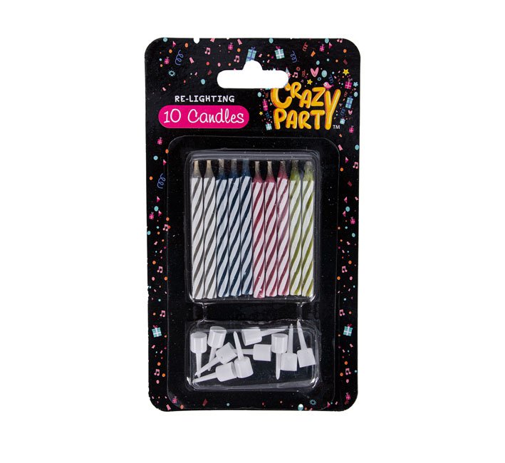 Crazy Party – Birthday Candles – Party Items – Re-Lighting – 10 Piece