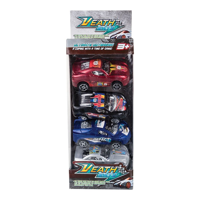 Racer Set – Childrens Car Toy – Assorted Colours – 4 Piece – 26cm