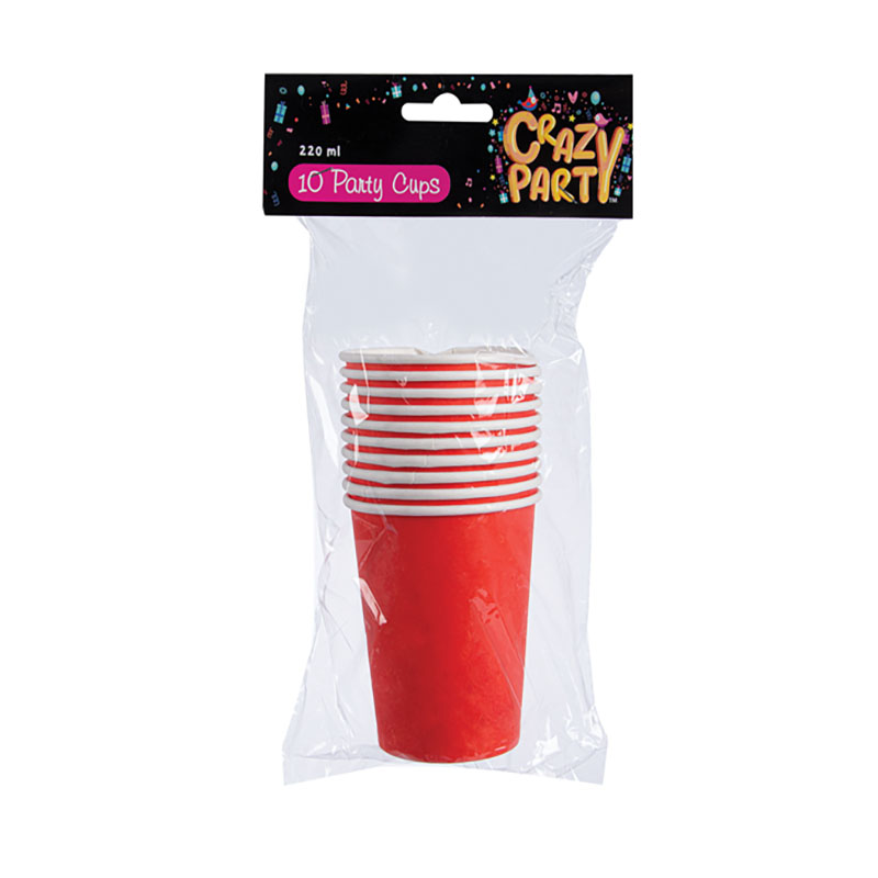 Party Cups – Party Accessories – BPA Free – Red – 220 ml – 10 Pieces