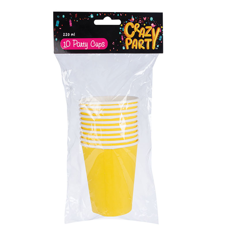 Party Cups – Party Accessories – BPA Free – Yellow – 220 ml – 10 Pieces
