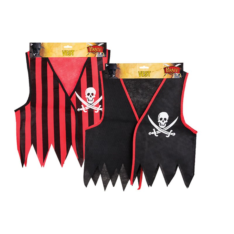 Pirate Vest – Party Dress Up – Skull – Red & Black – Single