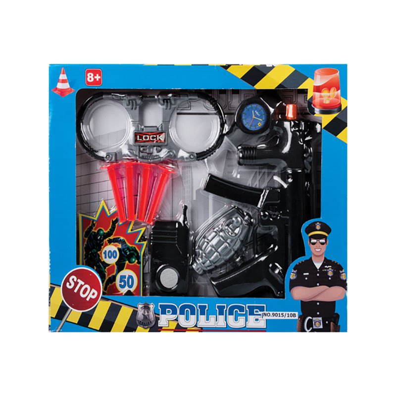 Police Gun – Childrens Toy – Play Set – Black – 10 Piece