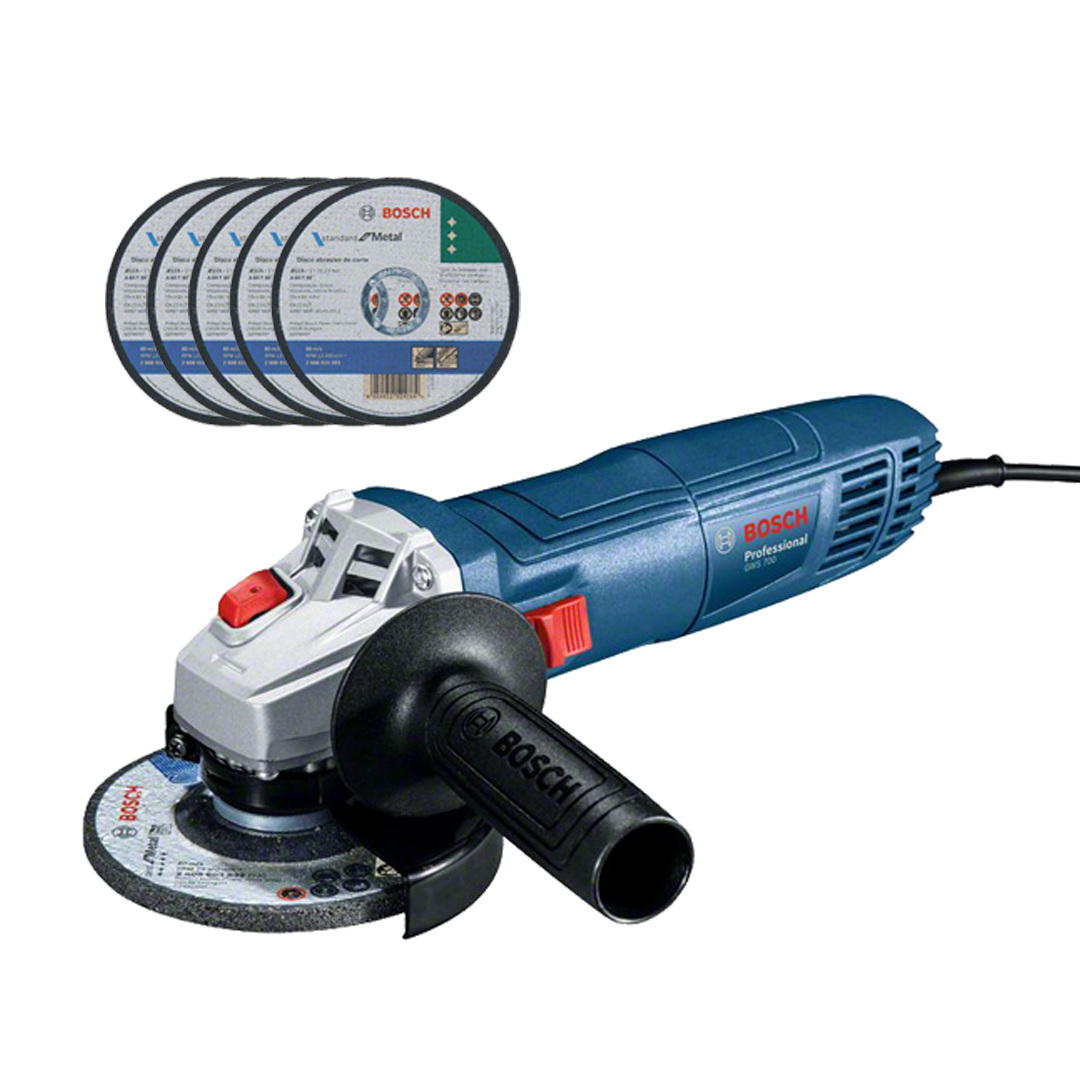 Bosch GWS 700 + 5 Cutting Discs for Metal