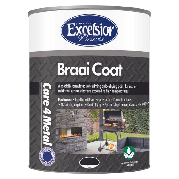 Excelsior – Braai Coat for Braais and Fire places – High Temp – 5L (Black)