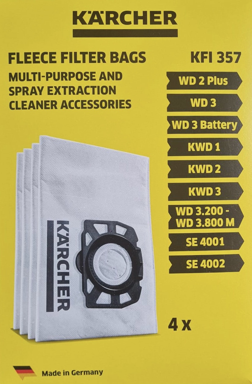 Kärcher 4 Piece Fleece Bags for WD 2, 3 & SE 4001, 2 Boxes
