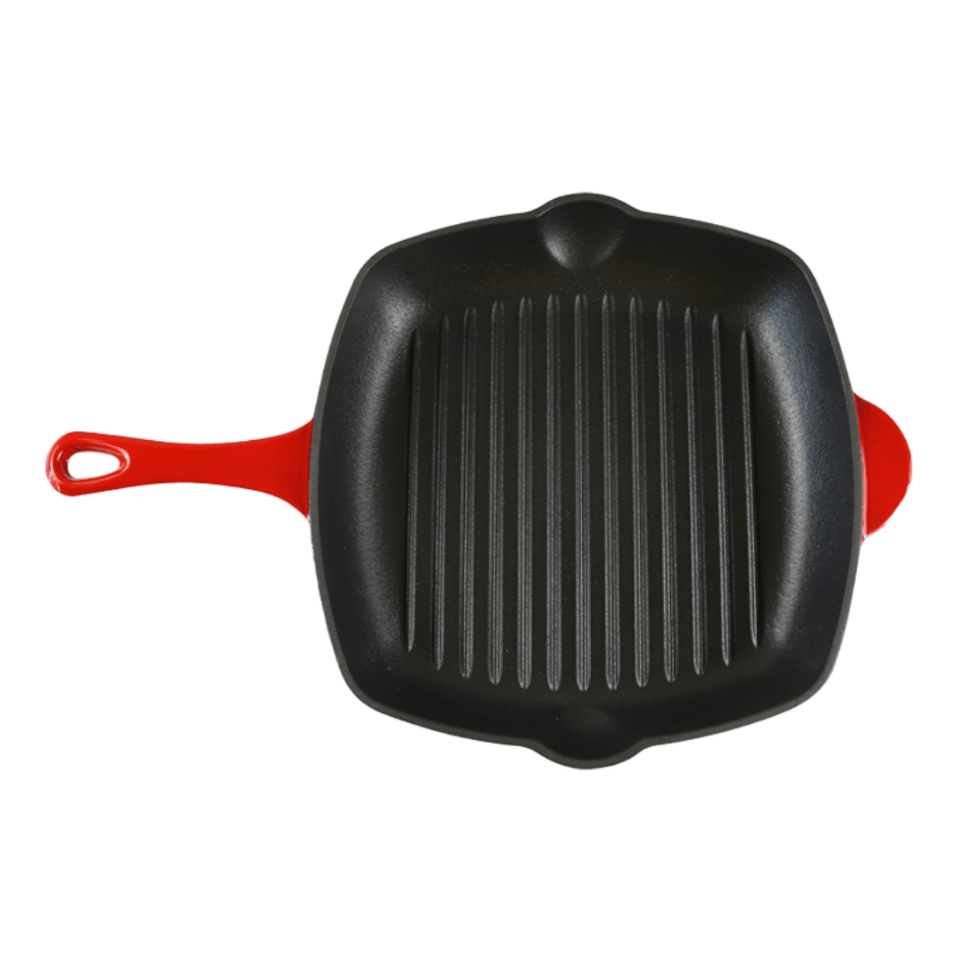 Square Griddle Pan – 28cm – Red Enamel