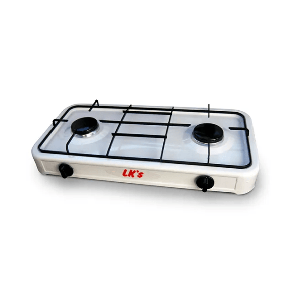 LK’s White Enamel Gas Hotplate – 2 Burner