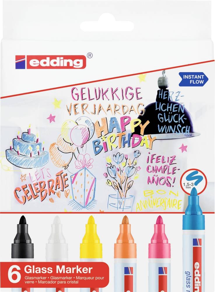 Edding 95 Glass Markers Wallet of 6