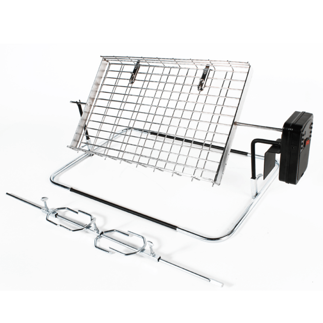 LK’s Rotisserie – Large Flat Basket and Spit – Chrome