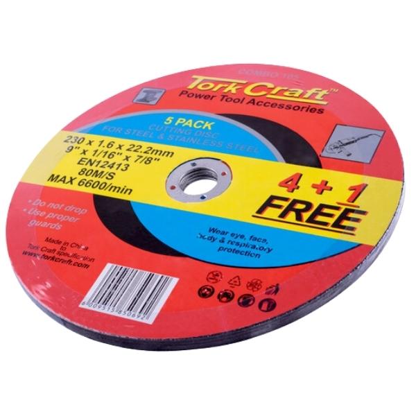 Tork Craft – Cutting Discs for Steel & Stainless Steel 230mm – Pack of 5