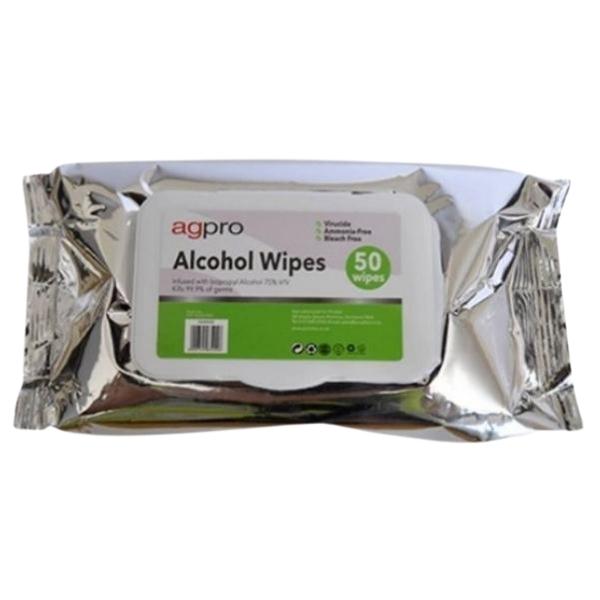 Agpro – Alcohol Wipes / 75% Alcohol Wipes – 50 x Wipes Per Bag – Box of 40