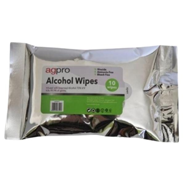 Agpro – Alcohol Wipes / 75% Alcohol Wipes – 10 x Wipes Per Bag – Box of 144