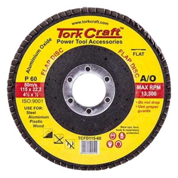 Tork Craft – Flap Sanding Disc 115mm 60 Grit – Pack of 10