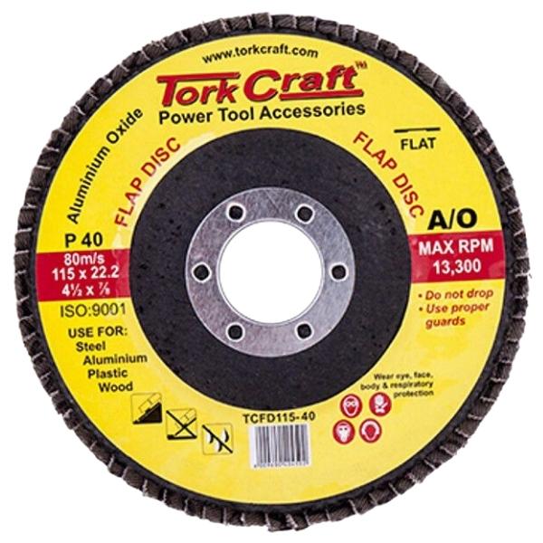 Tork Craft – Flap Sanding Disc 115mm 40 Grit – Pack of 10
