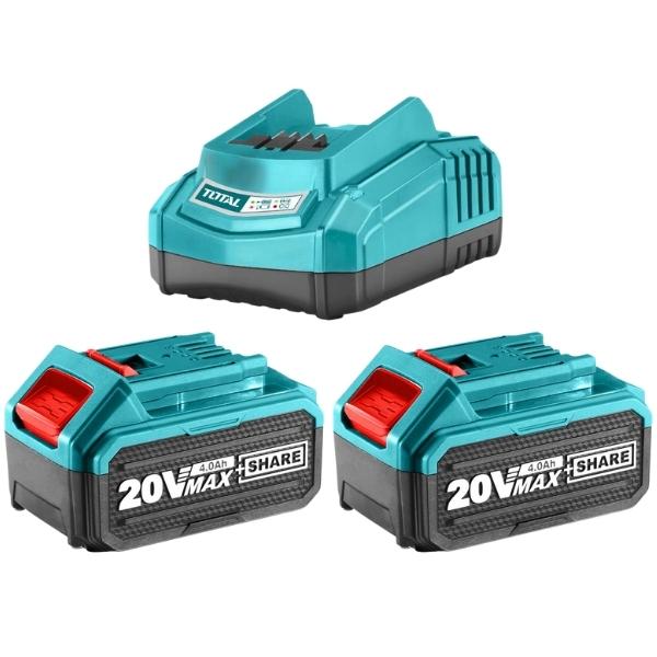 TOTAL – 2 x Lithium-Ion Battery Pack 4.0Ah Including Fast Charger