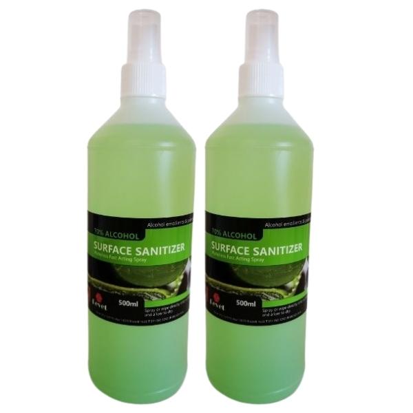 Revet – Waterless Surface Sanitizer Spray 500ml (70% Alc) – Pack of 2