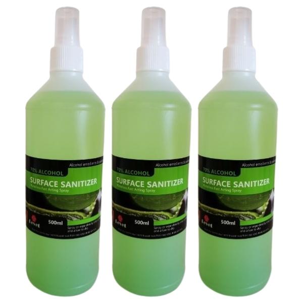 Revet – Waterless Surface Sanitizer Spray 500ml (70% Alc) – Pack of 3