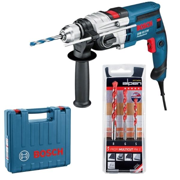 BOSCH – Impact Drill GSB 19-2 RE and Alpen Multicut Drill Bit Set (3Piece)