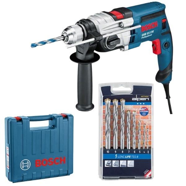 BOSCH – Impact Drill GSB 19-2 RE and Alpen Masonry Drill Bit Set (8Piece)