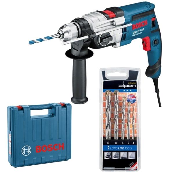 BOSCH – Impact Drill GSB 19-2 RE and Alpen Masonry Drill Bit Set (5Piece)