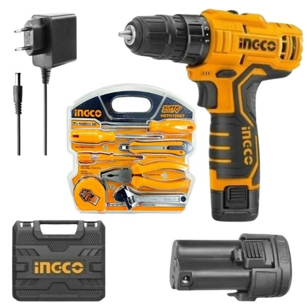 INGCO – Cordless Drill 12V Combo Including 7 Piece Hand Tool Set