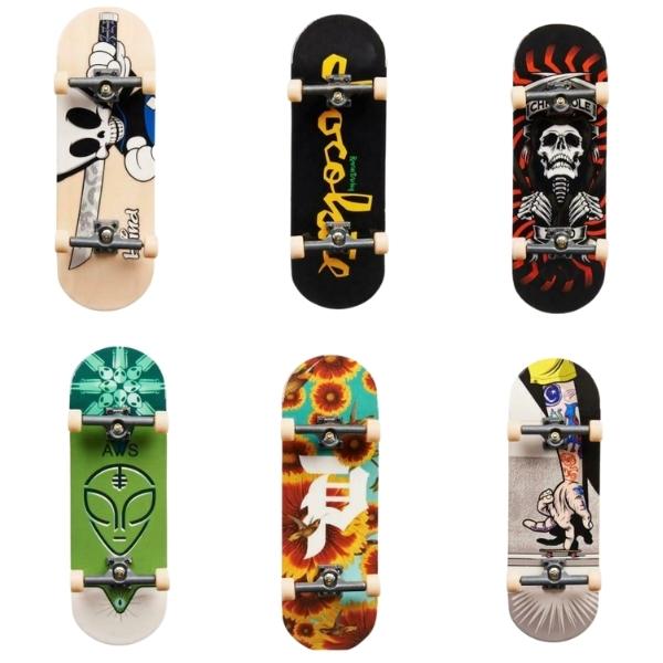 Tech Deck – Real Wood Finger Skateboards – Box of 6 (Assorted Designs)