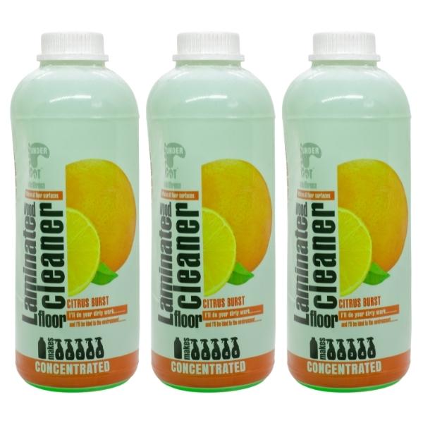 Under Foot – Laminated Wood Floor Cleaner – Refill 1L – Citrus Burst – Pack of 3