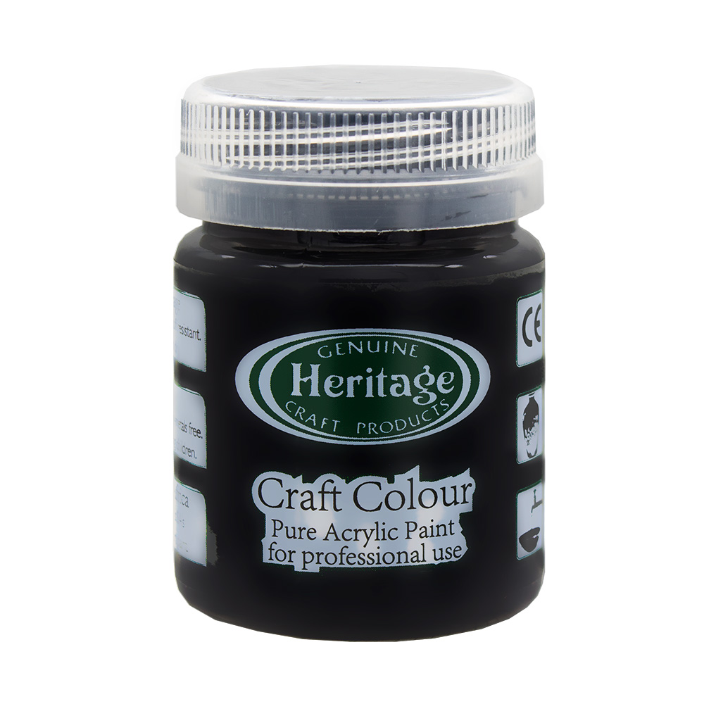 Heritage Pure Acrylic Paint – Craft Colour Range – 50ml – Black