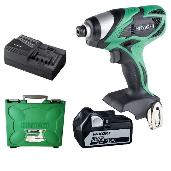 HITACHI – Cordless Impact Driver Including 5.0Ah Battery, Charger and Case