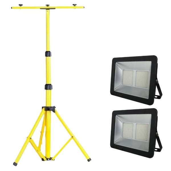 Flash – Tripod Floodlight Stand for Double Light & 2 x LED Floodlight 300W