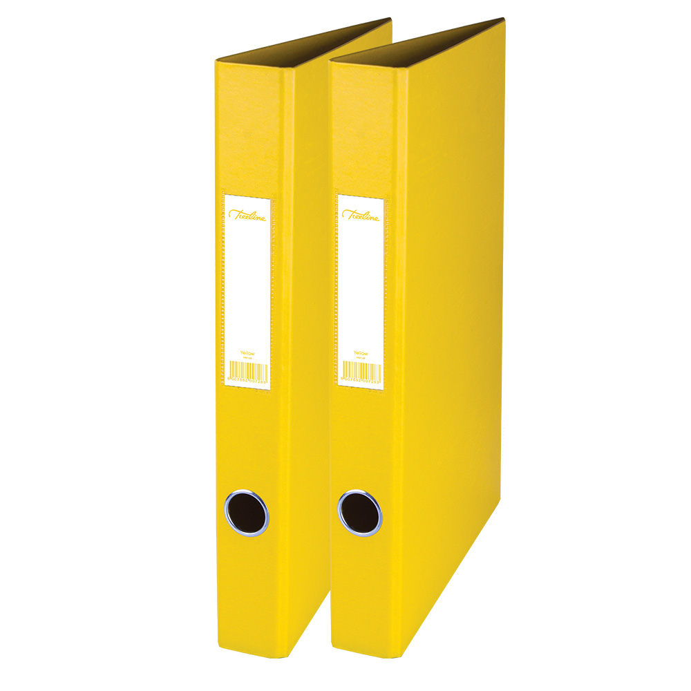 Pack of 2 Treeline A4 2-Ring Ringbinders Ring Binder Files – Yellow