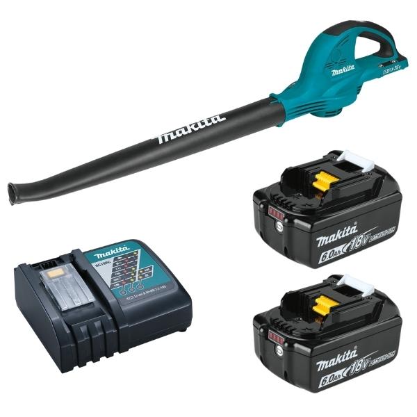 Makita – Cordless Leaf Blower DUB361Z with 2 x 6.0Ah Batteries and Charger