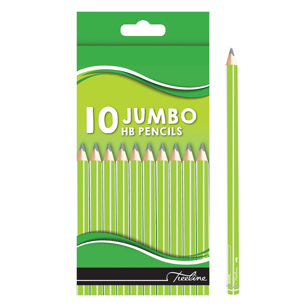 Treeline Triangular Jumbo HB Pencils Full Length – Pack of 10