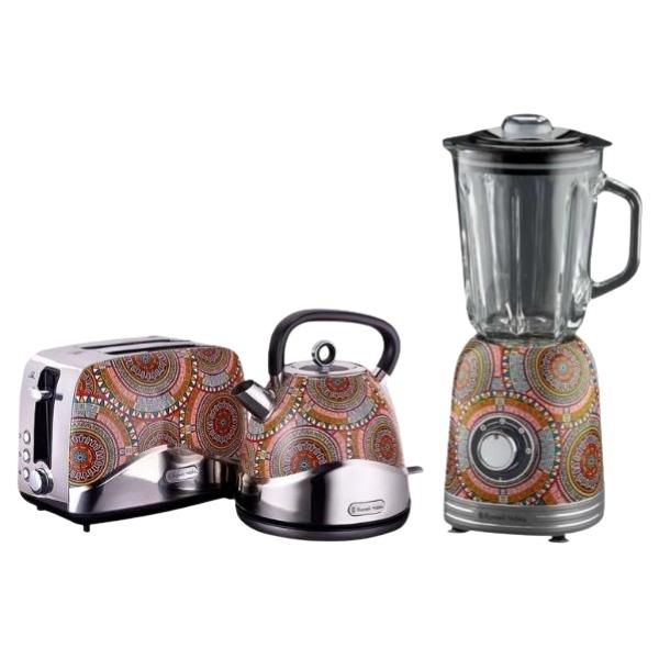 Russell Hobbs – African Styled Toaster, Kettle and Glass Jug Blender Set