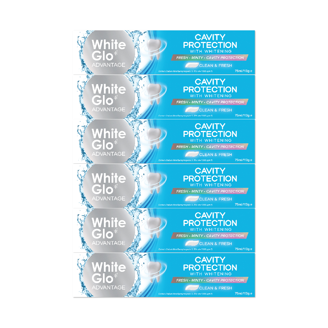White Glo Advantage Toothpaste Cavity Protection 75ml x 6