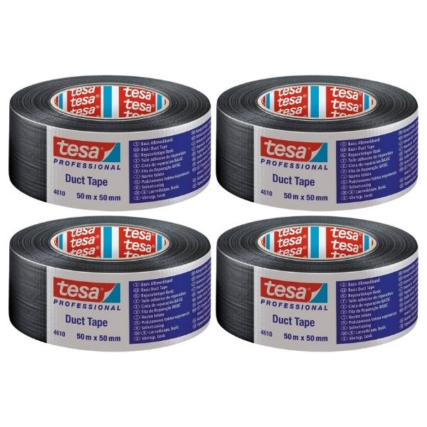 Tesa – Duct Tape 50mm x 50m – Black – Pack of 4