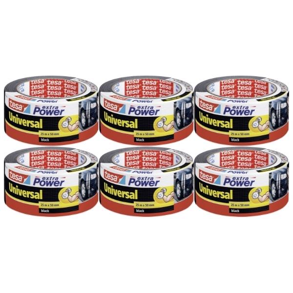 Tesa – Cloth Tape 50mm x 25m – Universal Extra Power- Black (Pack of 6)