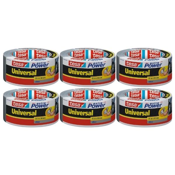 Tesa – Cloth Tape 50mm x 25m – Universal Extra Power- Silver (Pack of 6)