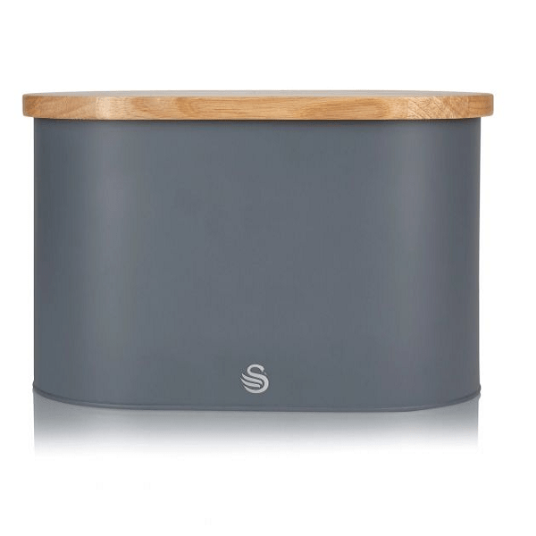 Swan Bread Bin With Wooden Lid Nordic Range Grey