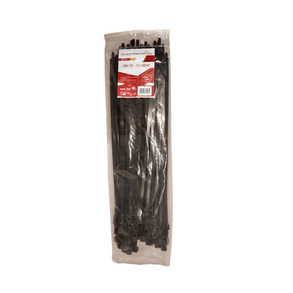 Electricmate – Cable Ties Black 7.2 x 400mm – Pack of 100